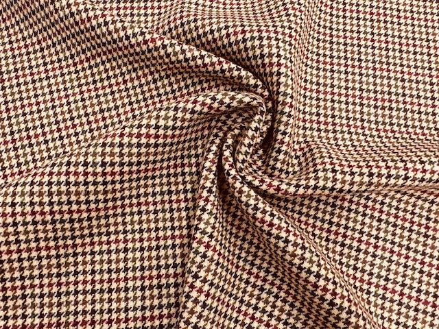 Klassischer Hahnentritt Wollflanell in Schwarz-Weiß, 100% Schurwolle, 150 cm breit, eleganter Stoff für Mäntel und Blazer.